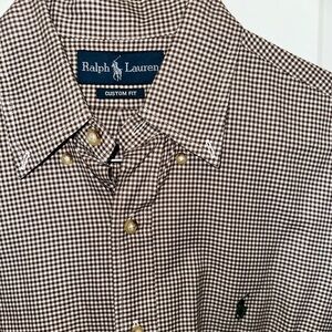 RALPH LAUREN - Men’s Brown and White Button Up Shirt/ Size S/P